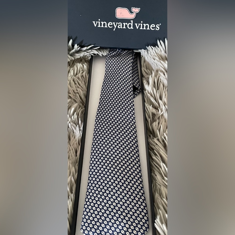 Boys Vineyard Vines Blue and White Football Tie